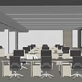 Modern Public Office Space With Open Layout Desks Computers And Large Windows 3d model