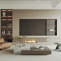 TV background wall single sofa coffee table 3d model