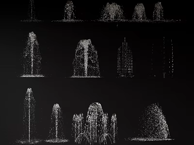 Different Water Fountain Designs Showcasing Various Jet Styles and Decorative Features 3d model