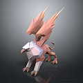 Low Poly Griffin Like Creature With Peach And White Feathers As Game Movie Character