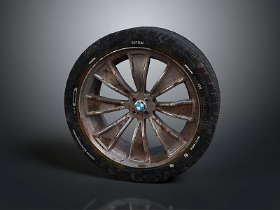 Modern Car Tire With Silver Spoke Alloy Wheel Rim And Central BMW Logo Design 3d model