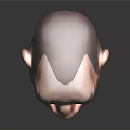 3D Male Head Model With Bald Head Thick Black Eyebrows Blue Eyes And Serious Expression