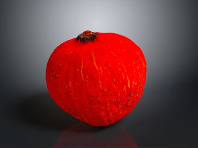 Round Red Textured Pumpkin On Shiny Dark Background With Smooth Surface 3d model