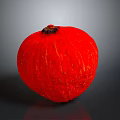 Round Red Textured Pumpkin On Shiny Dark Background With Smooth Surface
