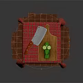 Wooden Table With Red Checkered Tablecloth Cutting Board Cucumber Slices Knife And Whole Cucumber