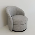 Modern Gray Fabric Single Sofa With Curved Design And Round Black Base 3d model