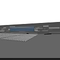 Modern Stage With Blue Lighting Arranged Seats Large Screen And Geometric Decorations