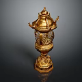 Golden Traditional Ornament Decoration Set With Intricate Carved Patterns And Multi Layered Hollow Design