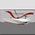 Modern Reception Area Design With Curved White Red Desk Green Plant And Computer Monitor