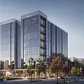Panoramic Scene of Multi-storey Office Building 3d model