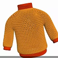 Warm Yellow Knitted Sweater With Orange Collar Cuffs And Textured Knit Pattern