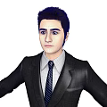 Man Dressed In Black Suit And Tie Standing With Arms Outstretched 3d model