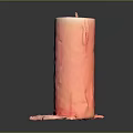 Red Burned Candle with Melted Wax Dripping on Black Surface Daily Living Item