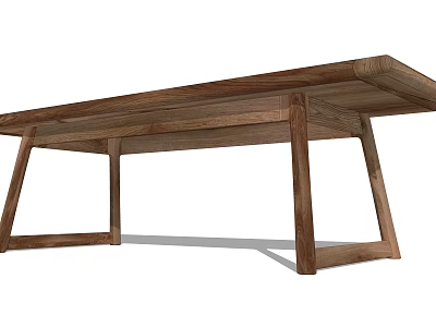 Solid Wood Dining Table With Minimalist Design And Sturdy Angular Legs 3d model