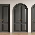 Black Double Doors With Golden Handles Arched And Flat Top Designs For Modern Home Interior