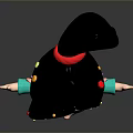 Cute Child Doll With Black Hair Ponytail Red Hairband Turquoise Hoodie Black Skirt