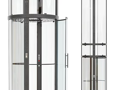 Modern Transparent Glass Observation Elevator With Metal Frame Structure Design 3d model