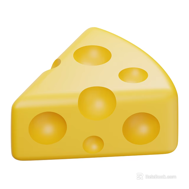 Fresh Yellow Cheese Slice with Round Holes and Creamy Texture 3d model