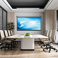 Modern Break Room Interior With World Map Wall Art Sofa And Coffee Table