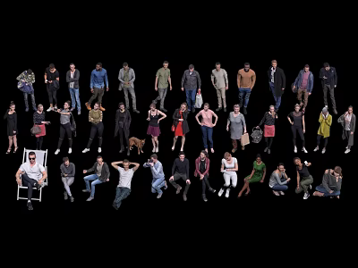 Character Static Character Crowd Western Men Women Elderly Leisure Crowd Character Model 3d model