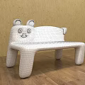 Cat Shaped Blue Public Bench With Ears Eyes Whiskers Red Tail And White Striped Legs