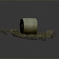 Green Hay Bale With Scattered Dry Grass Pieces On Black Background