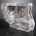 Stone Structure Scene Component With Layered Platforms Archway And Textured Surfaces