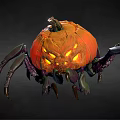 Halloween Pumpkin Spider Creature With Glowing Eyes And Spooky Spider Legs