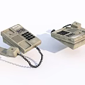 Two Vintage Telephones With Keypad And Coiled Cord On White Background