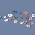 Various Colorful Buttons Scattered On Blue Background For Daily Use
