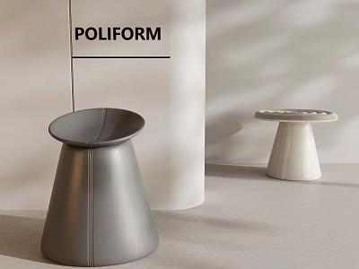 Poliform Modern Minimalist Stools In Gray And White Sculptural Design 3d model