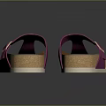 Women's Purple Thong Sandals with Brown Cork Wedge Sole and Gold Buckle