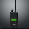 Black Walkie Talkie With Green Display Keypad And Antenna For Communication