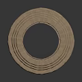 Layered Wooden Sculpture Carving With Stacked Circular Rings Design Details