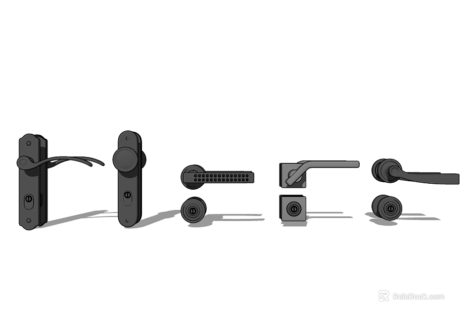 Modern Door Handles In Various Stylish Designs For Interior Home Use 3d model 