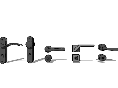 Modern Door Handles In Various Stylish Designs For Interior Home Use 3d model