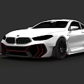 White BMW Sports Car With Black Red Accents And Sporty Exterior Design