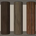 Wooden Decorative Pillars With Varied Wood Grain And Vertical Stitching Details