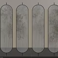 Traditional Bamboo Pattern Room Dividers With Black Frame And Light Background 3d model