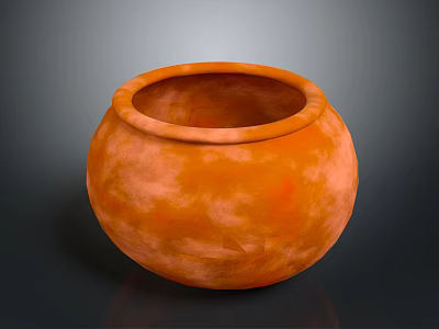 Orange Handcrafted Clay Pot With Textured Smooth Surface And Glossy Reflection 3d model