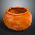 Orange Handcrafted Clay Pot With Textured Smooth Surface And Glossy Reflection 3d model