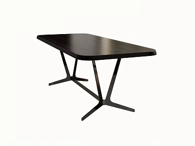 Modern Black Dining Table Featuring Sleek Top And Sturdy Geometric Legs Design 3d model