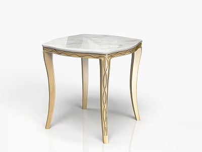Elegant Modern Side Table With Marble Top And Gold Carved Metal Legs 3d model