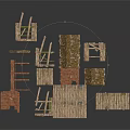 Wooden Building Model Components Including Planks Panels And Rooftop Parts