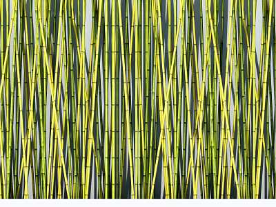 Vibrant Green and Yellow Bamboo Stems Dense Vertical Arrangement Natural Background Texture 3d model