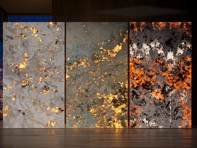Modern Wall Panels With Textures And Lighting Effects 3d model