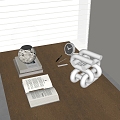 Modern ornaments combination books clock lamp pen 3d model