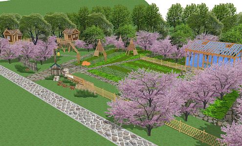 Modern Farm Outdoor Development Farm Park Farm Complex 3d model