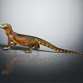Detailed Realistic Brown And Yellow Lizard With Long Tail On Smooth Surface 3d model