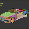 White Mercedes Convertible Car With Red Seats Sleek Body And Modern Design